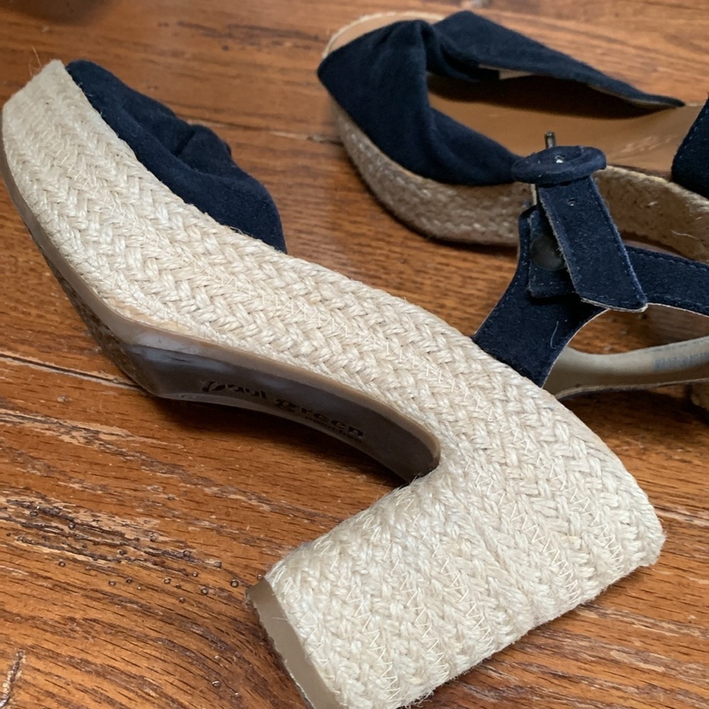 Paul Green Harper Black Suede Platform Sandals Women’s Jute Wrap Heels Size 7.5 - Picture 3 of 14